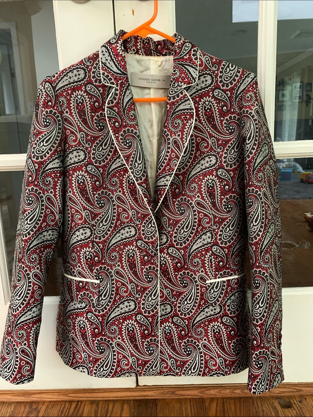 Golden Goose Red and Black Paisley Blazer